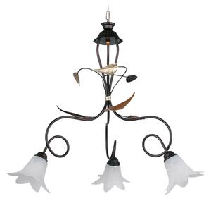Lampadario 3xE14 Montatura Marrone-Ramato Vetro Paglierino E-Energy Giorgia
