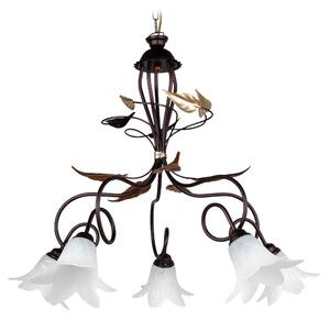 Lampadario 5xE14 Montatura Marrone-Ramato Vetro Paglierino E-Energy Giorgia