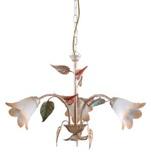 Lampadario 3xE14 Montatura Anticata Vetro Bianco Sfumato Ambra E-Energy Giulia