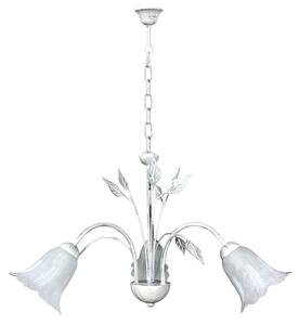 Lampadario 3xE14 Montatura Bianco Argento Vetro Spugnato Bianco E-Energy Teresa