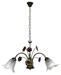 Lampadario 3xE14 Montatura Marrone Oro Vetro Alabastro Bianco E-Energy Vera