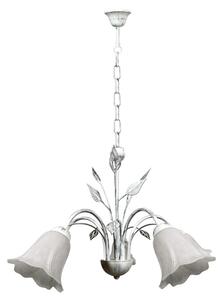 Lampadario 5xE14 Montatura Bianco Argento Vetro Spugnato Bianco E-Energy Teresa