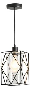 Lampadario Stile Geometrico 16x16x120 cm E27 in Metallo Nero