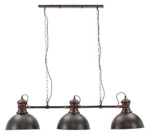 Lampadario 3 Luci Industry 120x30x30 cm in Ferro Nero