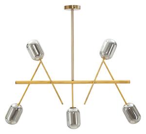 Lampadario Glam Galaxy 100x10x80 cm in Ferro e Vetro Fumo e Oro
