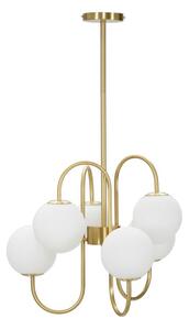 Lampadario Glamy 6 Luci Ø54x85 cm in Ferro e Vetro Oro e Bianco