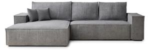 Divano angolare grigio allungabile/con contenitore (con penisola a sinistra/con chaise lounge) con rivestimento in ciniglia Maze – Maison de Rêve