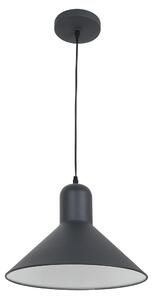 Lampada Design a Sospensione Corpo in Metallo Nero Esterno Bianco Interno Ø34,5x28 cm