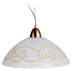 Sospensione D40 1xE27 Montatura Oro Vetro Graffio Bianco-Ambra E-Energy Ada
