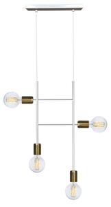 Sospensione 4xE27 Montatura Verniciata Bianco Oro Satinato E-Energy Elvira