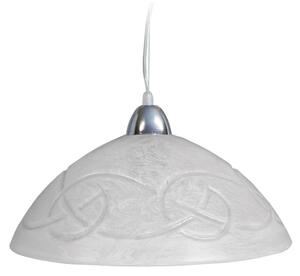 Sospensione D40 1xE27 Montatura Cromo Vetro Graffio Bianco E-Energy Ada