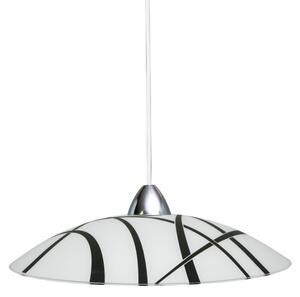 Sospensione D50 1xE27 Montatura Bianco-Cromo Vetro Lastra Bianco-Nero E-Energy Dario