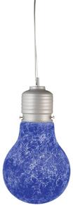 Sospensione 1xE27 Montatura Argento Vetro Filante Blu E-Energy Elettra