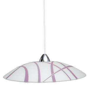 Sospensione D50 1xE27 Montatura Bianco-Cromo Vetro Lastra Bianco-Viola E-Energy Dario