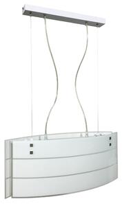 Sospensione 2xE27 Montatura Bianco Vetro Lastra Serigrafato Bianco 2 Righe E-Energy Luce