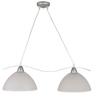 Sospensione 2xE27 Montatura Argento Vetro Alabastro Bianco E-Energy Mattia