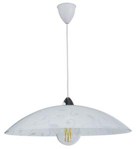 Sospensione D50 1xE27 Montatura Cromo-Bianco Vetro Lastra Bianco Garden E-Energy Lena