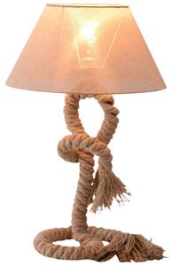 Lampada da Comodino Abat jour in Corda di Canapa Beige 40x40x65 cm