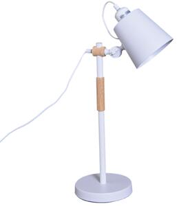 Lampada da Tavolo con Angolo Regolabile in Metallo e Legno Bianco 30x18x62 cm
