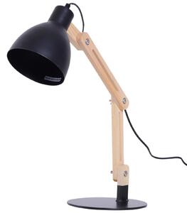 Lampada da Tavolo Scrivania Pieghevole in Legno e Metallo Nero
