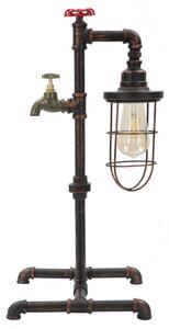 Lampada da Tavolo Manhattan/Cage 27x27x56 cm in Ferro Nero Rame e Rosso