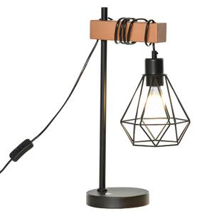 Lampada da Comodino con Paralume in Metallo E14 25x15x48 cm Nera