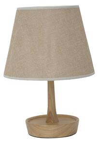 Lampada da Tavolo con Svuotatasche in Legno Ø25x49 cm Legno Tessuto e Ferro