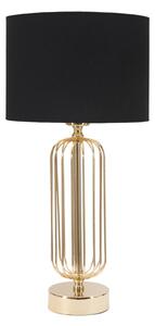 Lampada da Tavolo Glam Towy Ø25x51 cm in Ferro e Tessuto Nero e Oro