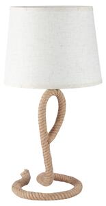 Lampada da Comodino Abat jour Ø30x56 cm in Corda e Tessuto Beige e Bianco
