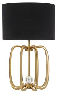 Lampada da Tavolo Glam Ball Ø38x62 cm in Ferro Plastica e Poliestere Nero e Oro