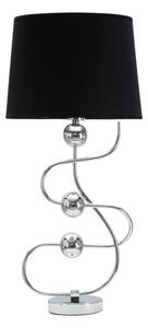 Lampada da Tavolo Argento Ball Ø33x67 cm in Ferro PVC e Tessuto Argento e Nero