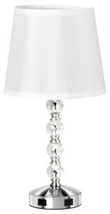 Lampada da Tavolo 2 Porte USB Ø23x45 cm E27 Paralume in tessuto Bianco e Argento