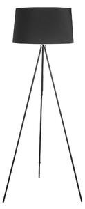 Lampada da Terra Treppiede in Metallo con Paralume in Lino Nero Ø48x156 cm