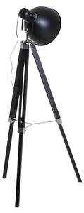 Lampada da Terra Tripode in Legno e Paralume in Metallo Altezza 102/152cm Nero