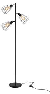 Lampada da Terra con 3 Paralumi Regolabili in Acciaio Ø36x165 cm Nera