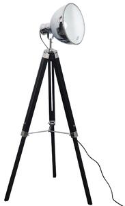 Lampada da Terra Tripode in Legno con Paralume in Acciaio 65x65x100-140 cm E27 Nera