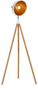 Lampada da Terra Tripode in Legno con Paralume in Metallo 70x70x170 cm E27