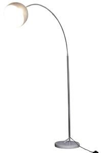 Lampada da Terra ad Arco con Paralume E27 in Acciaio e Marmo Argento