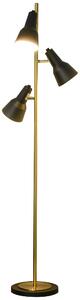 Lampada da Terra con 3 Paralumi E27 in Metallo Nero e Bronzo