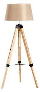 Lampada da Terra Design con Treppiede in Legno Altezza Regolabile Beige