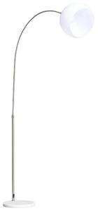 Lampada da Terra ad Arco con Paralume E27 94x30x130-180 cm in Metallo e Metallo Bianco