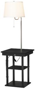 Lampada da Terra con Tavolino e 2 Prese USB 44,5x44,5x144,5 cm in Metallo Nero
