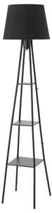 Lampada da Terra 35x35x173 cm E27 con Mensole Paralume in Tessuto Nera