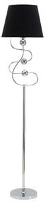 Lampada da Terra Argento Ball Ø37x169 cm in Ferro PVC e Tessuto Argento e Nero