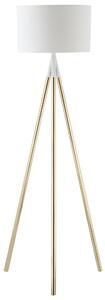 Lampada da Terra 53x53x144 cm E27 Paralume in Tessuto Bianco e Oro