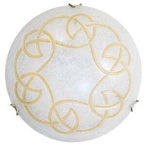 Plafoniera 1xE27 Ganci Oro Vetro Graffio Bianco Ambra E-Energy Ada