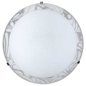 Plafoniera 1xE27 Ganci Cromo Vetro Lastra Bianco Decorato Bianco E-Energy Amalia