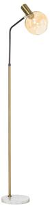 Lampada da Terra 50x25x160 cm E27 Paralume in Vetro Nero e Oro