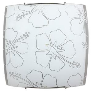 Plafoniera 1xE27 Montatura Bianca Vetro Lastra Serigrafato Fiore E-Energy Delia