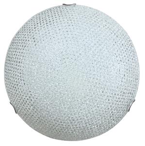 Plafoniera 1xE27 Ganci Cromo Vetro Lastra Diamantino Serigrafato Bianco E-Energy Cassandra